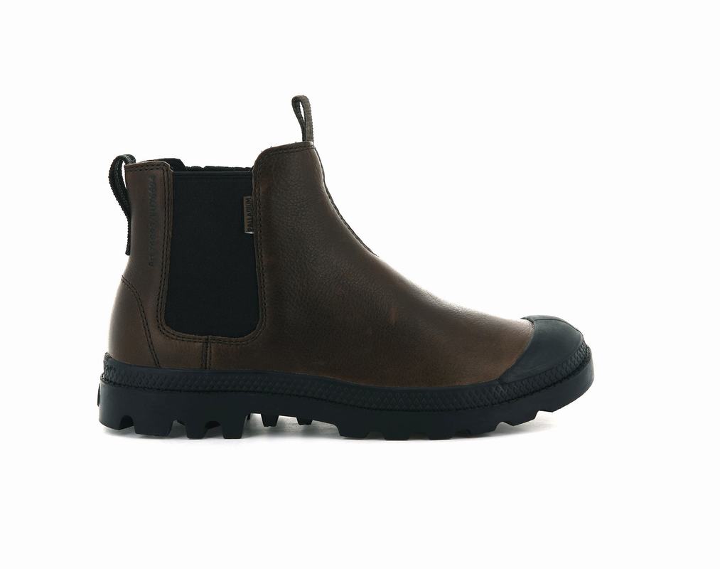 Palladium Pampa Chelsea Ess Men's Boots Dark Brown (UZYX78639)